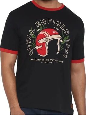 New ROYAL ENFIELD 1901 BLACK T-SHIRT & Red Graphic Ringer Tee